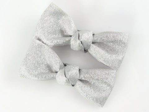 silver hair bow clips for baby girls