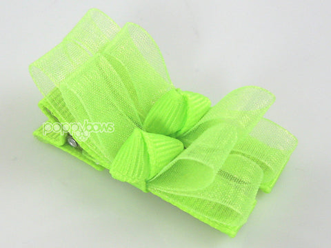 baby girl hair bow clips in neon green