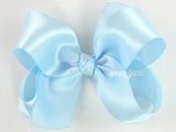 light blue satin hair bow / baby blue