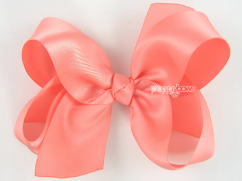 coral satin hair bow clip for girls