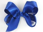 bright royal blue satin hair bow