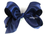 navy blue satin hair bow