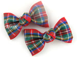 Christmas red plaid hair bows for baby girls