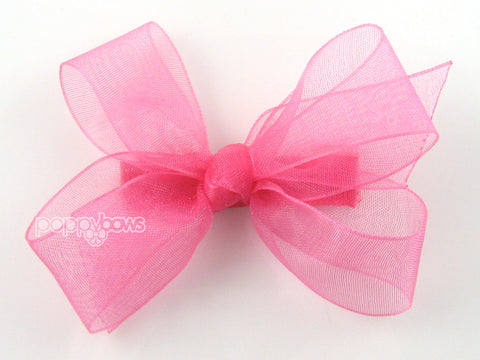pink sheer 3 inch baby girl hair bows