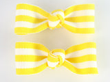 yellow and white striped hair bow clips for baby girls