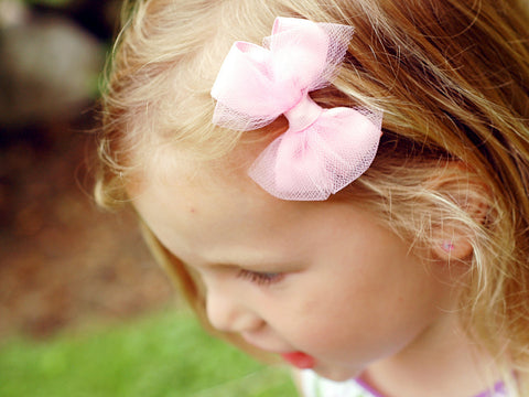 ballet tulle light pink baby girl 3 inch hair bow