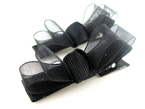 hair bow clips for babies black sheer