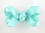 baby hair bow on clip in aqua blue, small infant bows