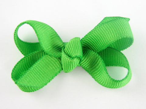 green baby girl hair bow on clip small