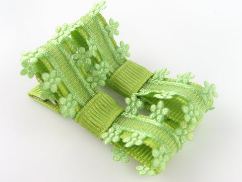 hair bow clips for baby girl green flowers