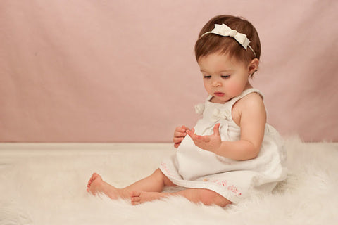 ivory baby girl's bow headband with long bow