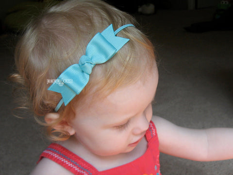 aqua blue baby bow headband