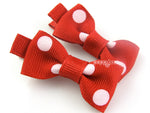 hair bow clips for baby girl red polka dot