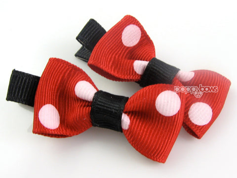 hair bow clips for baby girl red polka dot black
