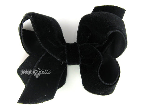 black velvet hair bow small for baby toddlers girl