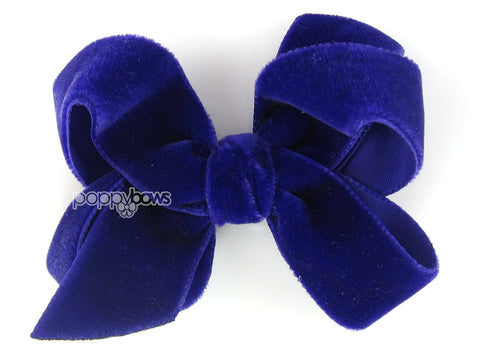dark purple velvet hair bow on clip small for toddlers baby girl