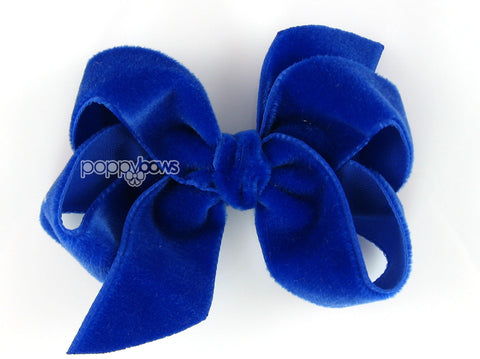 blue velvet hair bow for baby girls / small on clip toddlers