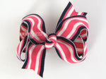 navy blue and pink girls hair bow