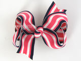 navy blue and pink girls hair bow