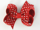 red and white small dot 3 inch hair bow