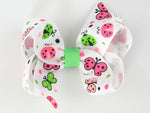 lime and pink lady bug baby girl 3 inch hair bow