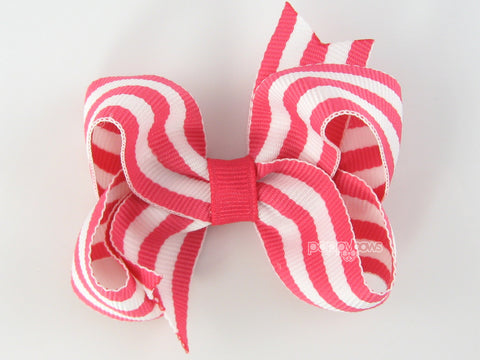 pink and white striped 3 inch hair bow