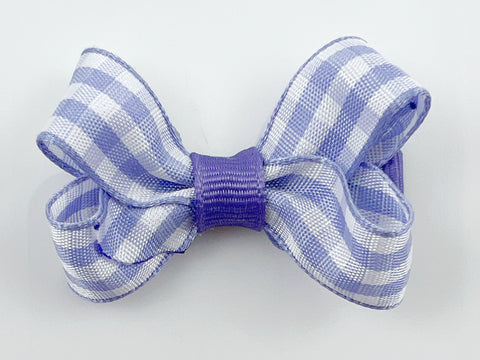 light lavender purple gingham hair bow