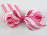 hot pink and white striped hair bow