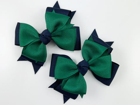 back to school uniform girls hair bows in navy blue and dark green