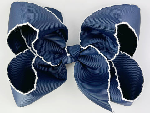 navy blue hair bow for girls moonstitch