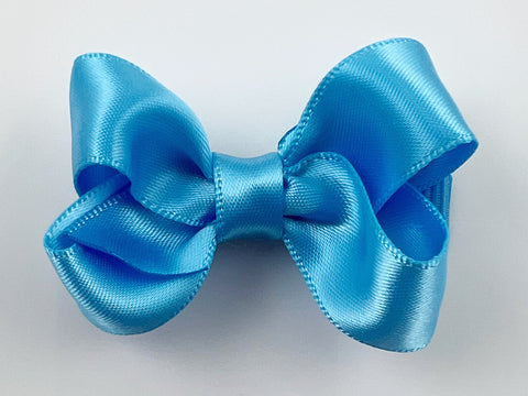 blue satin hair bow