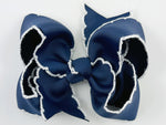navy blue moonstitch hair bow