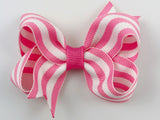 pink and white striped 3 inch hair bow