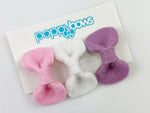 Wool Felt Baby Hair Bows - Pink, White, Purple