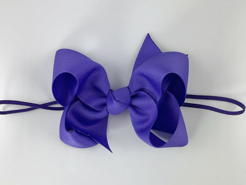 purple baby girls elastic bow headband