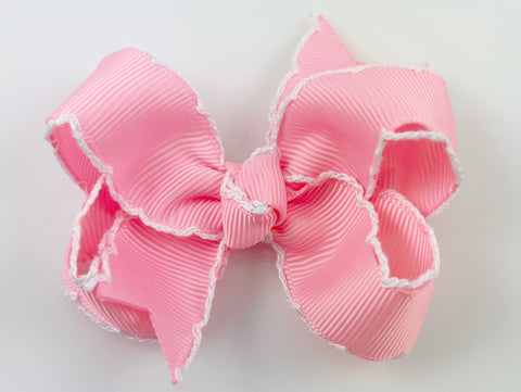 Cotton Candy Pink Moonstitch 3 Inch Hair Bow