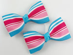 hair bow clips for girls blue and pink