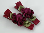 flower hair clips baby girl burgundy