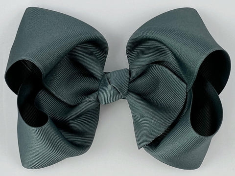charcoal dark gray 5 inch large hair bow