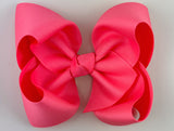 neon pink 5 inch hair bow for girls