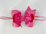 hot pink big bow baby girl's elastic headband