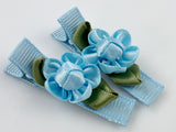 flower hair clips for baby girl light blue