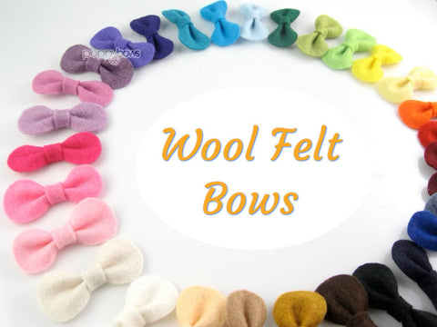 wool felt baby hair clips, wool felt baby hair bows, extra small infant