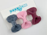 Wool Felt Baby Hair Bows - Gray, Pink, Mauve