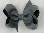charcoal dark gray baby girl 3 inch hair bow