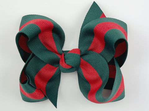 dark green and red hair bow