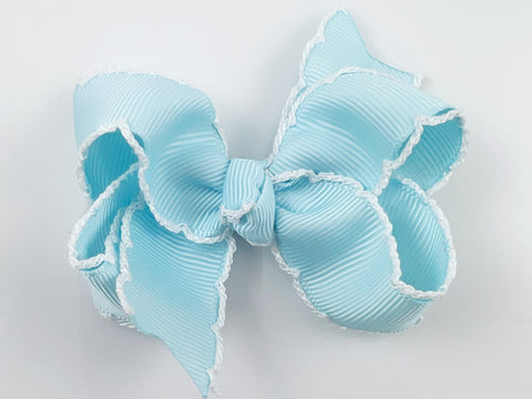 baby blue moonstitch baby girl 3 inch hair bow