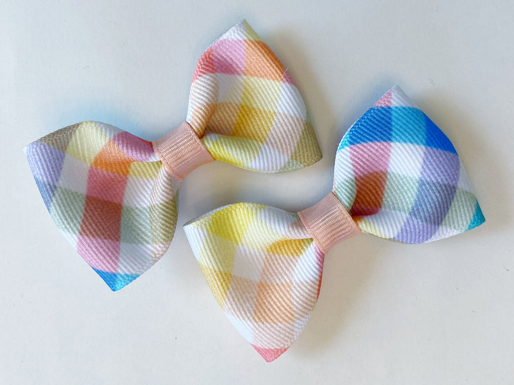 Girl's Pink Gingham Hair Bows