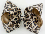 leopard cheetah big hair bow for girls