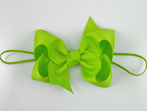 lime green baby girl's bow headband